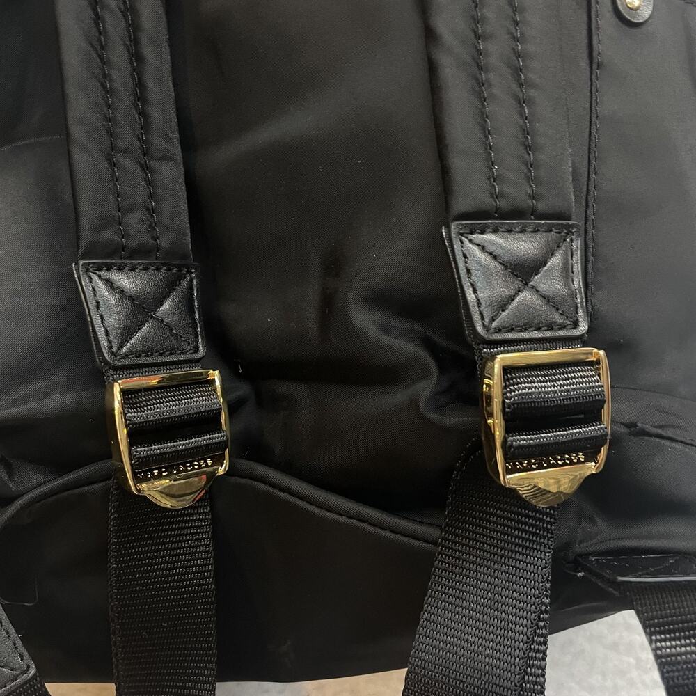 Marc Jacobs Nylon Backpack Black Gold Hardware M0012907 001 Logo Top Zip - Picture 6 of 16